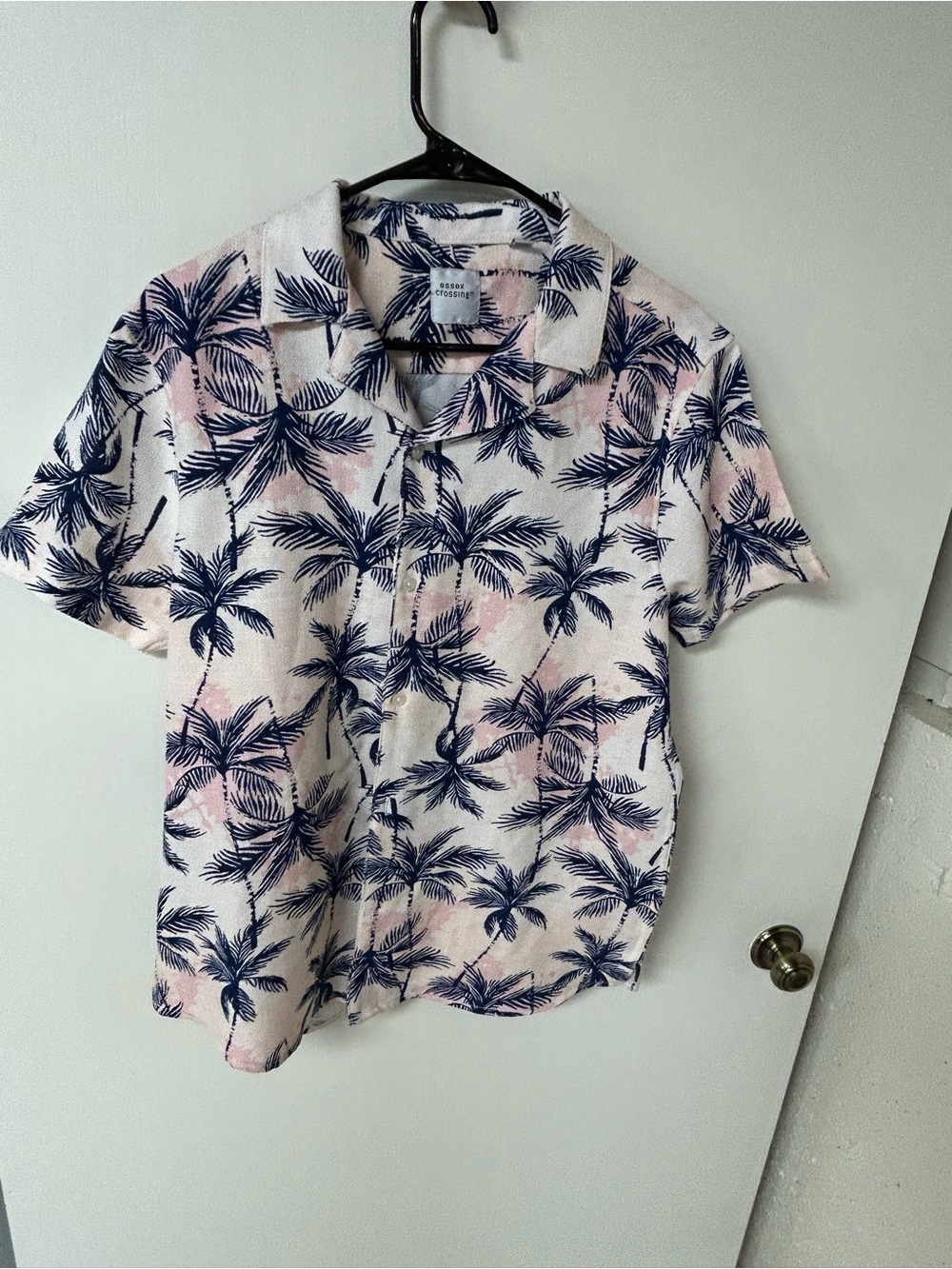 Essex Crossing Men’s White Palm-Print Short Sleeve Shirt Medium